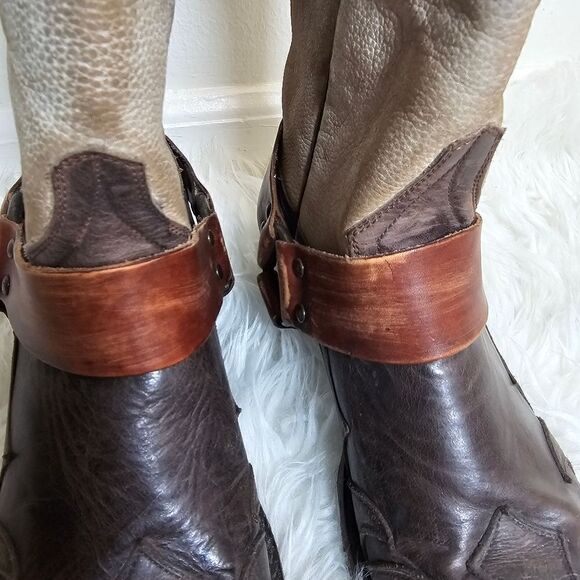 Stetson Ladies Jade Washed Wing Brown and Gray Boots Size 6.5 Chunky - Picture 4 of 9